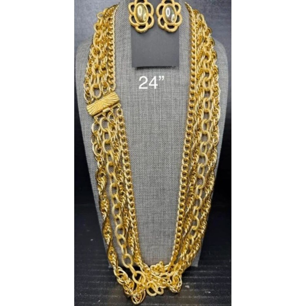 163. Vintage-Style Multi-Strand Gold-Tone Mixed Set